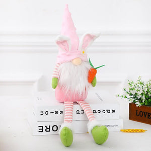 Plush Faceless Nordic Easter Bunny Gnome with Long Legs Shelf Sitter - P