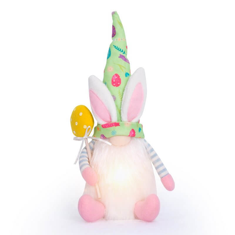Plush Easter Bunny Gnome Holding Flowers Egg Carrot Shelf Sitter