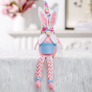 Plush Scandinavian Easter Bunny Rabbit Faceless Gnome Shelf Sitter - Long Legs