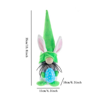 Plush Easter Gnome with Whisker Holding Easter Egg Shelf Sitter