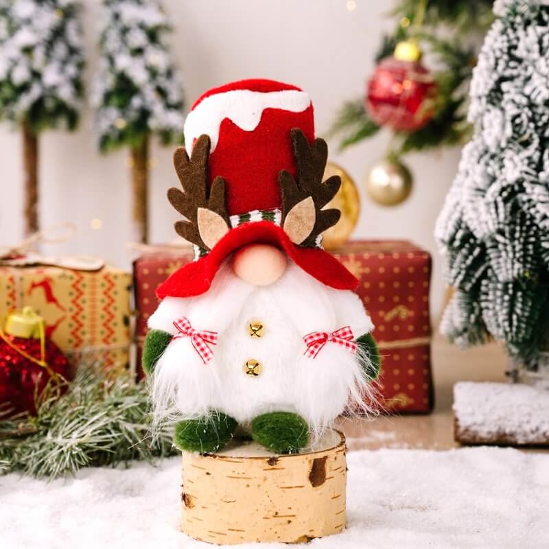 Stuffed Faceless Christmas Reindeer Gnome Shelf Sitter - Red Hat