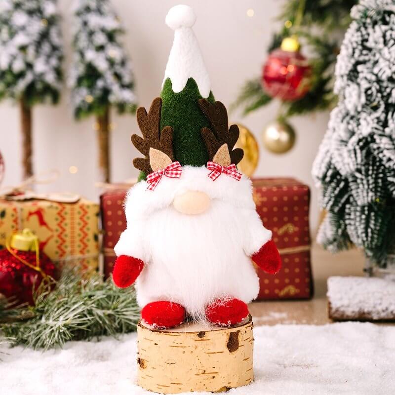 Stuffed Faceless Christmas Reindeer Gnome Shelf Sitter - Green Hat