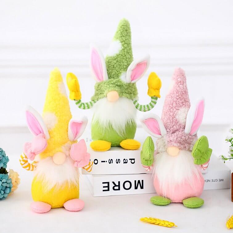 Plush Faceless Nordic Scandinavian Style Easter Bunny Gnome Shelf Sitter - Easter Themed Party Supplies, Accessories and Decorations