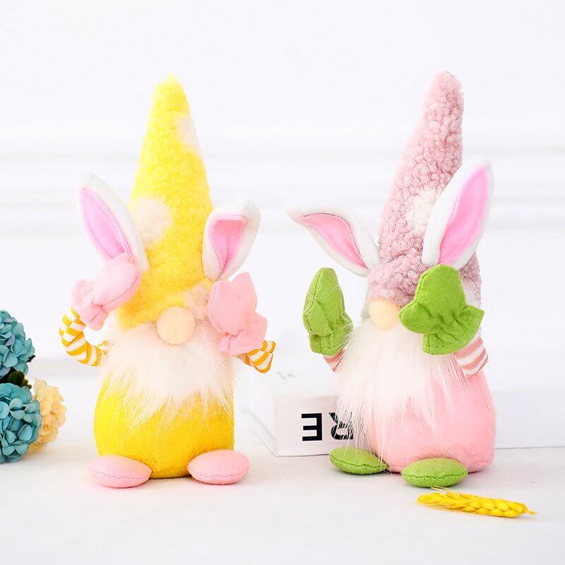 Plush Faceless Nordic Scandinavian Style Easter Bunny Gnome Shelf Sitter - Easter Themed Party Supplies, Accessories and Decorations