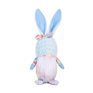 Plush Scandinavian Easter Bunny Rabbit Faceless Gnome Shelf Sitter - Floral Outfit - B