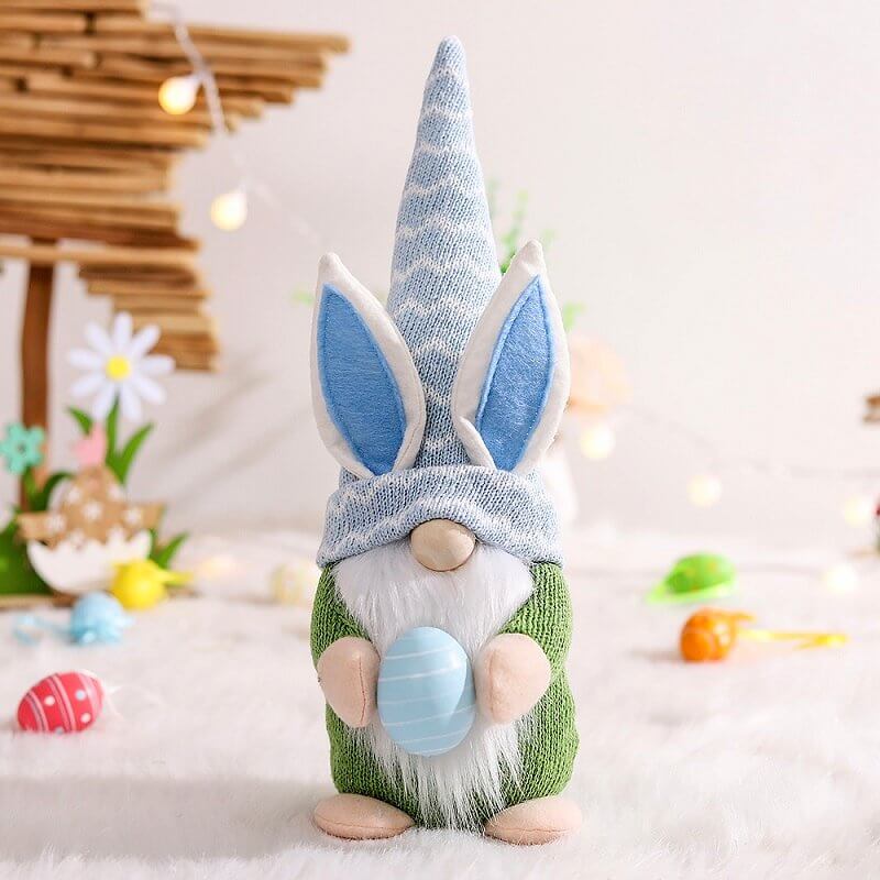 Stuffed Easter Gnome Holding Easter Egg Shelf Sitter