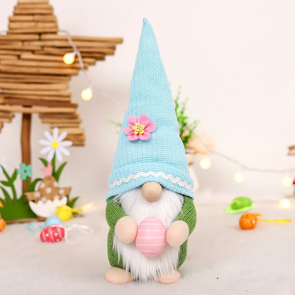 Plush Easter Bunny Gnome Holding Easter Egg Shelf Sitter