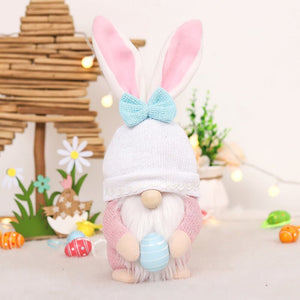 Plush Easter Bunny Gnome Holding Easter Egg Shelf Sitter
