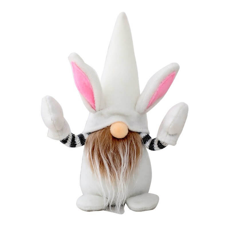 Plush Easter Bunny Rabbit Faceless Gnome - Grey & White