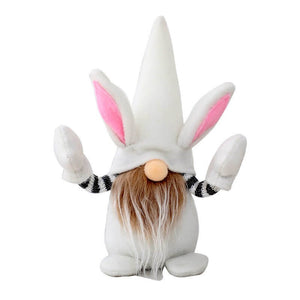 Plush Easter Bunny Rabbit Faceless Gnome Shelf Sitter - Grey & White