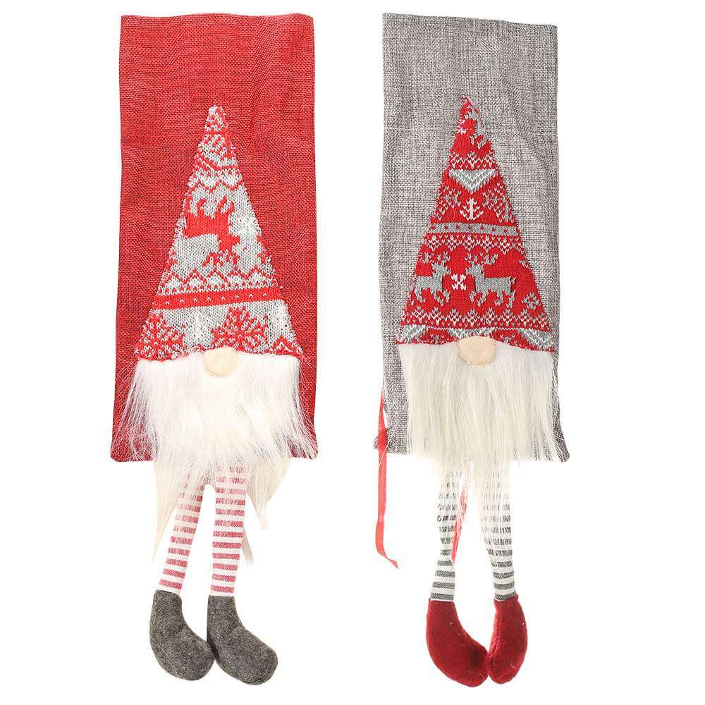 Scandinavian Faceless Gnome Christmas Wine Bottle Cover