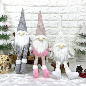 Stuffed Scandinavian Faceless White Beard Christmas Gnome Doll Shelf Sitter