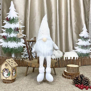 Stuffed Scandinavian Faceless White Beard Christmas Gnome Doll Shelf Sitter