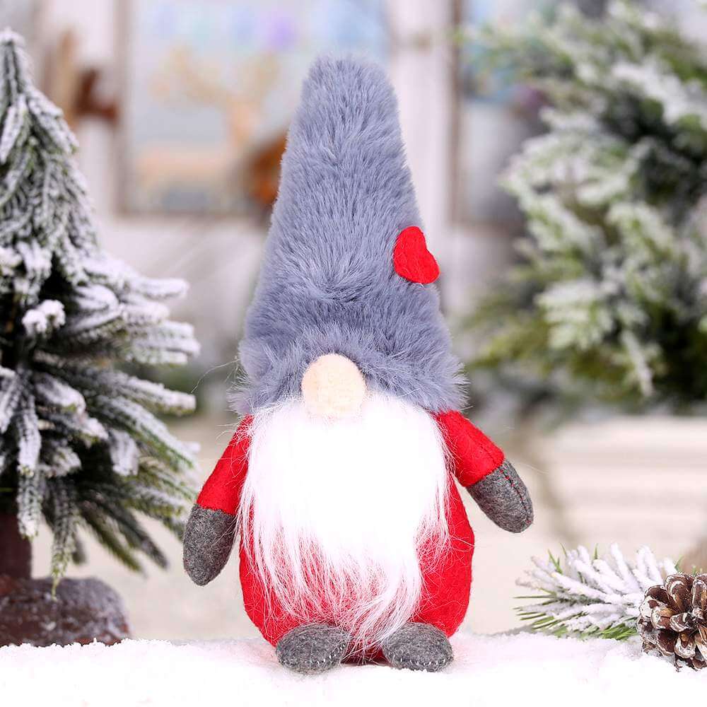 Stuffed Faceless Christmas Gnome Doll Toy - Red Gnome with Long Beard