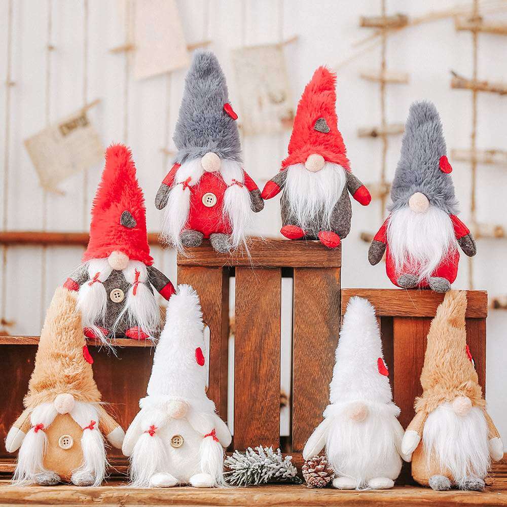 Stuffed Grey Scandinavian Christmas Gnome Doll Toy
