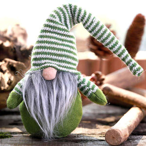 Stuffed Scandinavian Faceless Christmas Gnome Shelf Sitter - Green Santa Doll