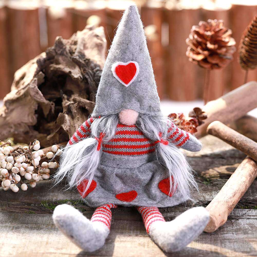 Stuffed Grey Scandinavian Christmas Gnome in Dress Xmas Decor Stuffed Grey Scandinavian Christmas Gnome in Dress Xmas Decor
