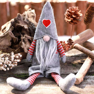 Stuffed Scandinavian Faceless Christmas Gnome Doll in Dress - Grey Santa Doll Shelf Sitter