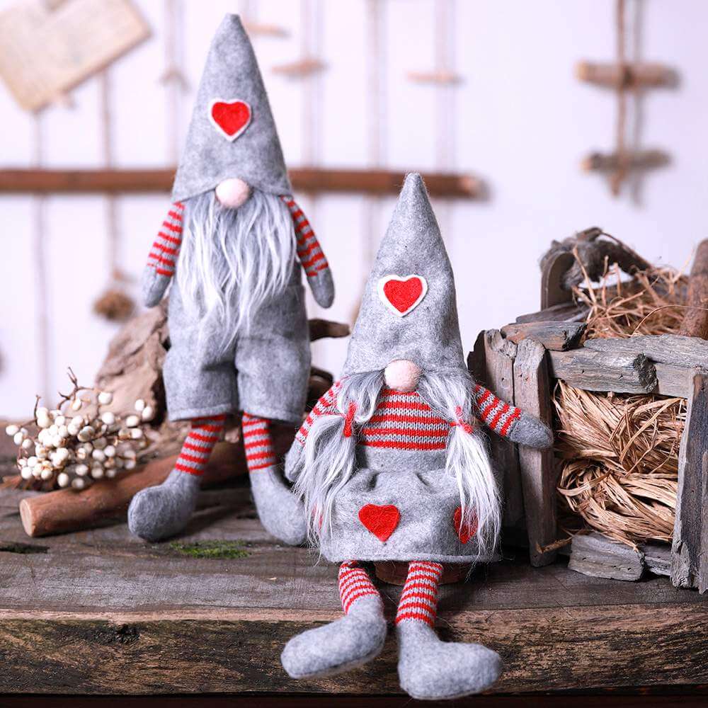Stuffed Grey Scandinavian Christmas Gnome in Dress
