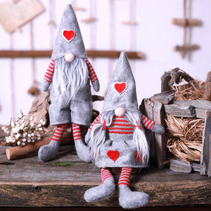 Stuffed Scandinavian Faceless Christmas Gnome Doll in Dress - Grey Santa Doll Shelf Sitter