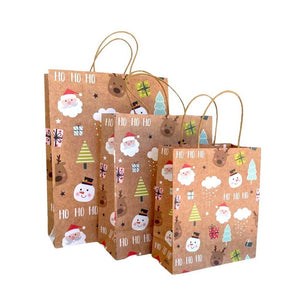 Kraft Paper Vintage Christmas Gift Bag with Handle - Style C