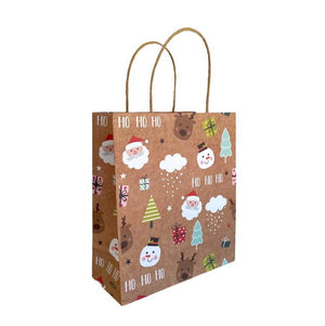 Kraft Paper Vintage Christmas Gift Bag with Handle - Style C