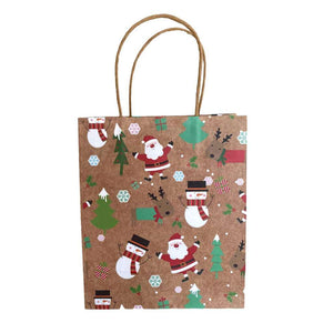 Kraft Paper Vintage Christmas Gift Bag with Handle - Style D