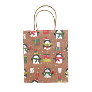 Kraft Paper Vintage Christmas Gift Bag with Handle - Style G