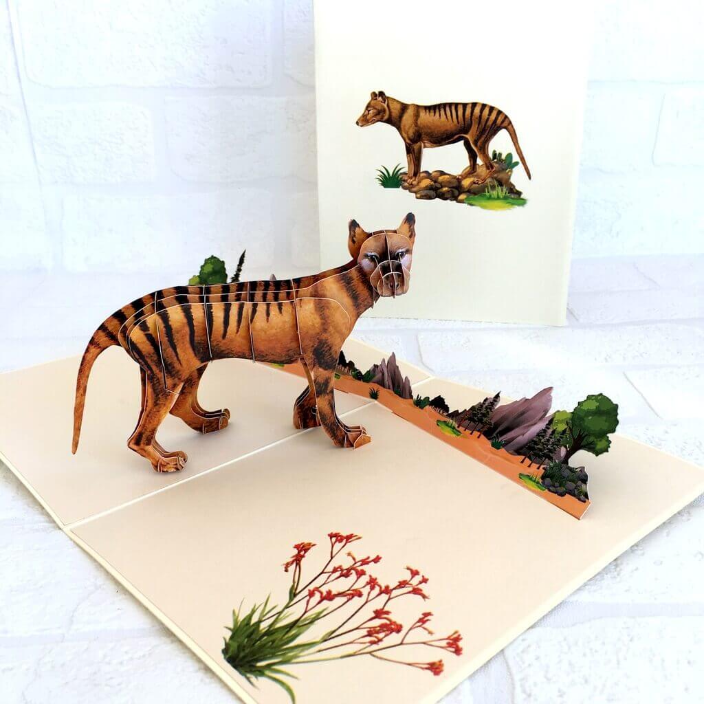 Handmade Australian Tasmanian Tiger 3D Pop Up Card