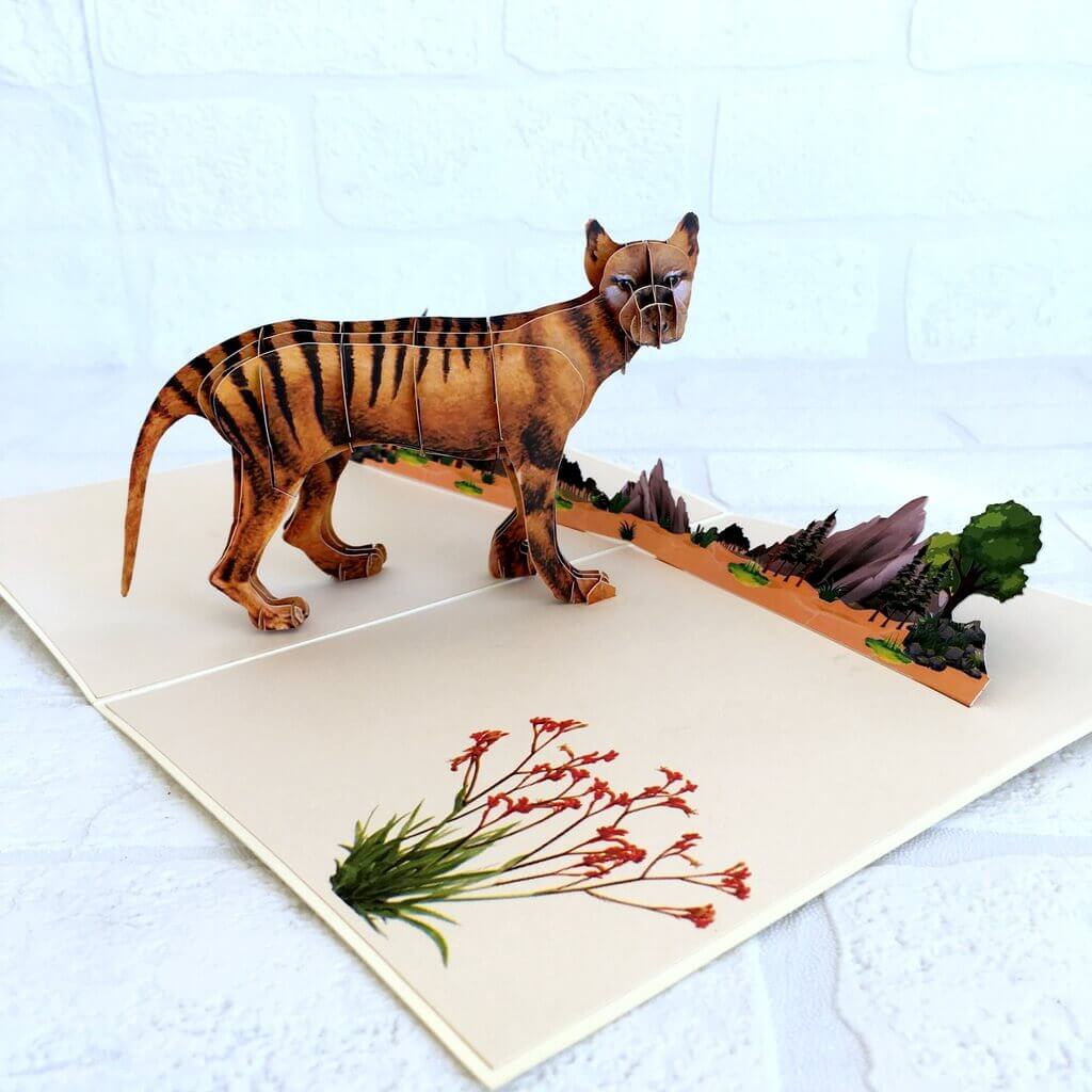 Handmade Australian Tasmanian Tiger 3D Pop Up Card