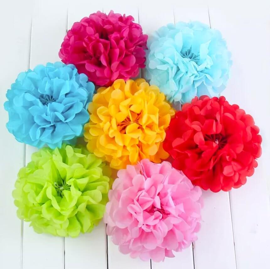 Amazon.com: Colorful Paper Party Decorations, Tissue Paper Flower&Party Pom  Poms wth Swirl Streamers, Premium Material with Vivid Colors, Hanging Décor  for Birthday/Wedding/Bridal Shower/Bachelorette : Home & Kitchen