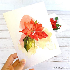Online Party Supplies Australia Traditional Christmas Red Poinsettia Flower 3D Pop Up Greeting Card for Her