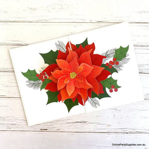 Online Party Supplies Australia Traditional Christmas Red Poinsettia Flower 3D Pop Up Greeting Card for grandma