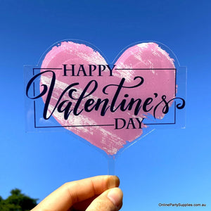 Online Party Supplies Australia Happy Valentine's Day heart shaped cake topper