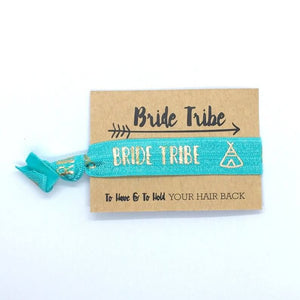 Rose Gold Print Turquoise Bride Tribe Hair Tie Bridal Wristband for Hen Bachelorette Party Bridesmaids gifts