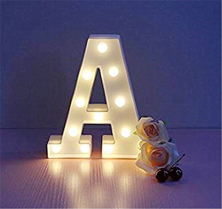 LED Light Up Alphabet Letter & Number Sign - Warm White, Battery Operated letter a