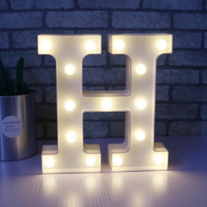 LED Light Up Alphabet Letter & Number Sign - Warm White, Battery Operated letter H