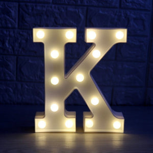 LED Light Up Alphabet Letter & Number Sign - Warm White, Battery Operated letter K