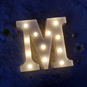 LED Light Up Alphabet Letter & Number Sign - Warm White, Battery Operated letter M
