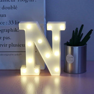 LED Light Up Alphabet Letter & Number Sign - Warm White, Battery Operated letter N