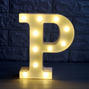 LED Light Up Alphabet Letter & Number Sign - Warm White, Battery Operated letter P