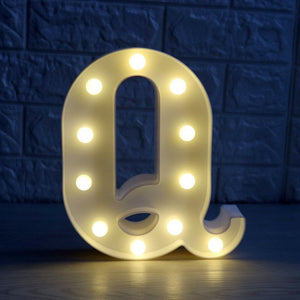 LED Light Up Alphabet Letter & Number Sign - Warm White, Battery Operated letter Q