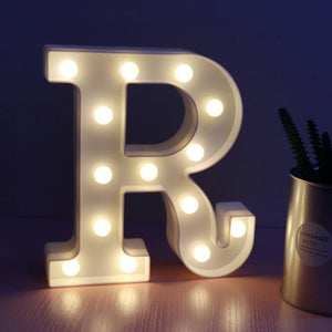 LED Light Up Alphabet Letter & Number Sign - Warm White, Battery Operated letter R
