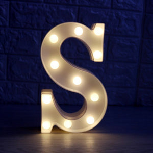 LED Light Up Alphabet Letter & Number Sign - Warm White, Battery Operated letter S