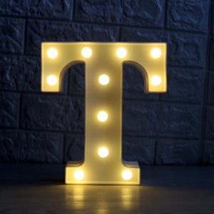 LED Light Up Alphabet Letter & Number Sign - Warm White, Battery Operated letter T