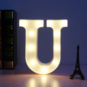 LED Light Up Alphabet Letter & Number Sign - Warm White, Battery Operated letter U