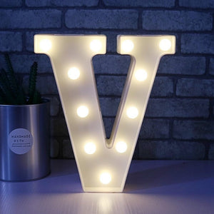 LED Light Up Alphabet Letter & Number Sign - Warm White, Battery Operated letter V