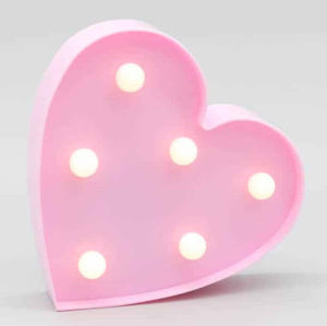 LED Light Up Alphabet Letter & Number Sign - Warm White, Battery Operated letter pink HEART