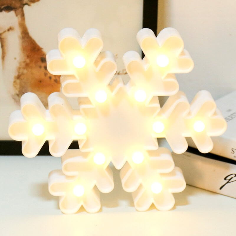 LED Light Up Snowflake Sign - Warm White, Battery Operated