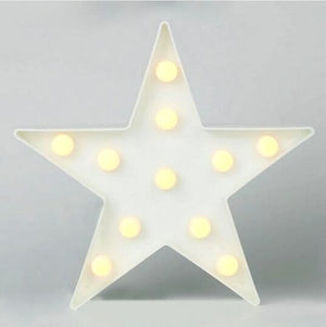 LED Light Up Star Shaped Sign - Warm White, Battery Operated
